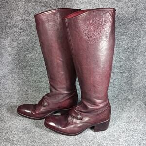 Alberto Fasciani Equestrian Boots Women 39.5 Burgundy Leather Knee High Italy